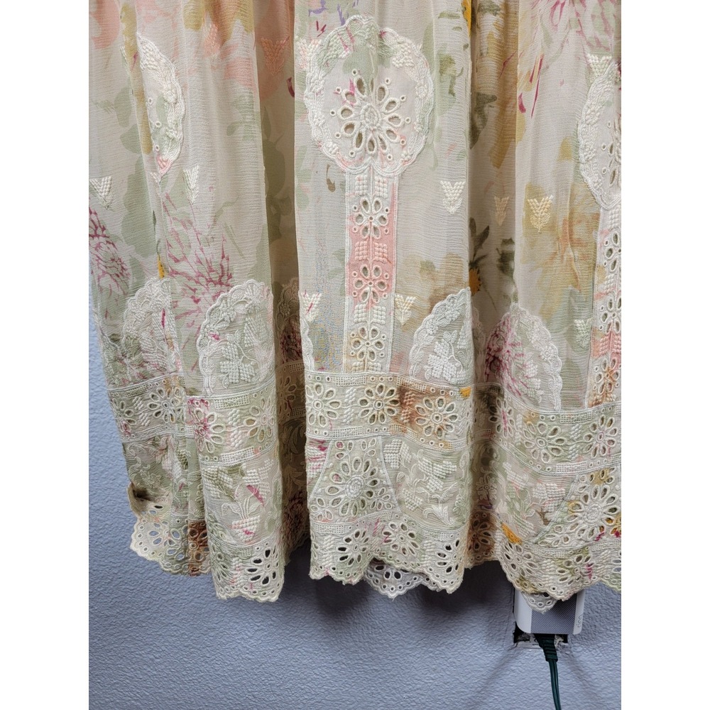 Sundance Silk Floral Maxi Dress Embroidered Lace Cottagecore Boho Fairy Small - Picture 8 of 9